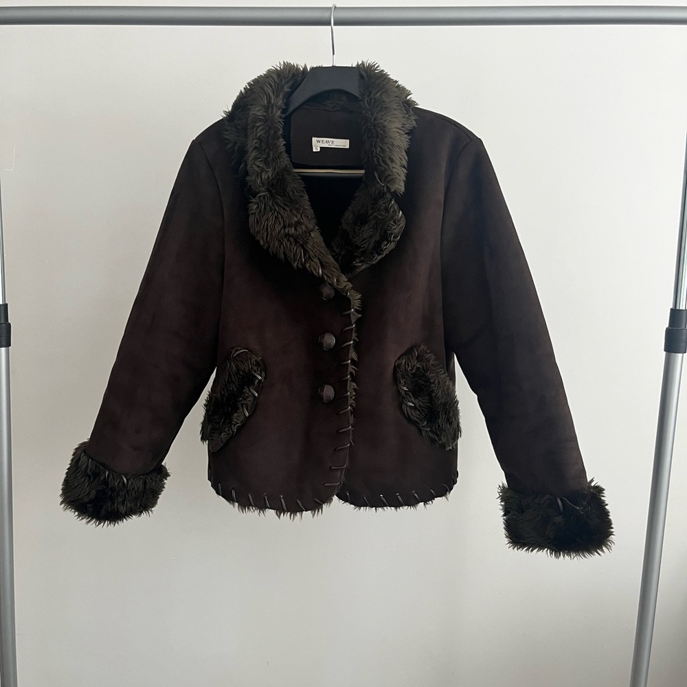 WEAVE Brown Faux Fur Suede Jacket